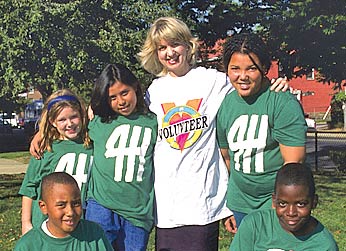 4H kids with volunteer at outdoor event