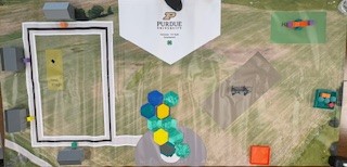 Image of full board laid out with obstacles.