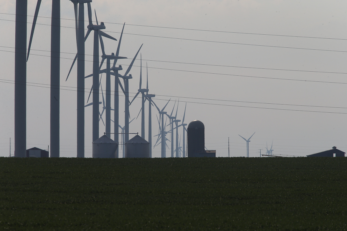 windmills and farm sillhouette