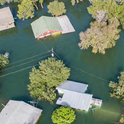 Neighborhood under water flooding 