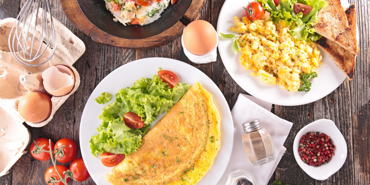 array of plates of egg foods