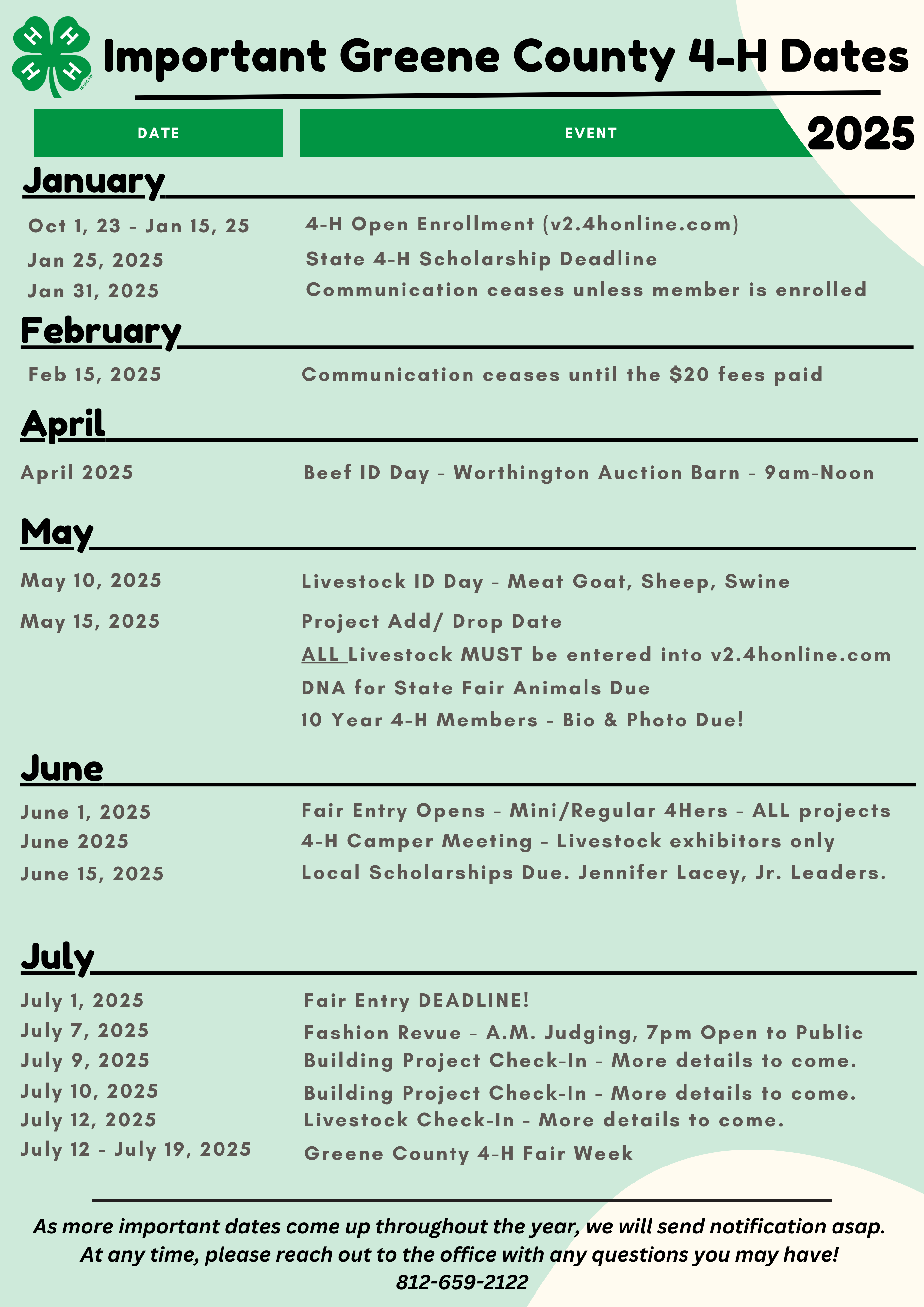 Deadlines and Dates - 1-7-25
