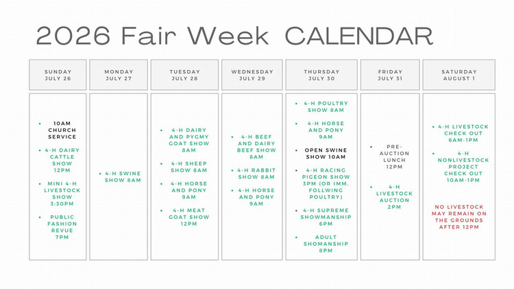 fair week schedule