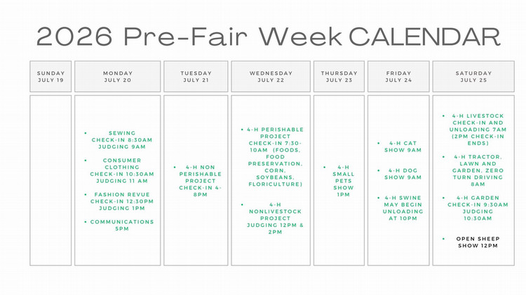 pre-fair week schedule