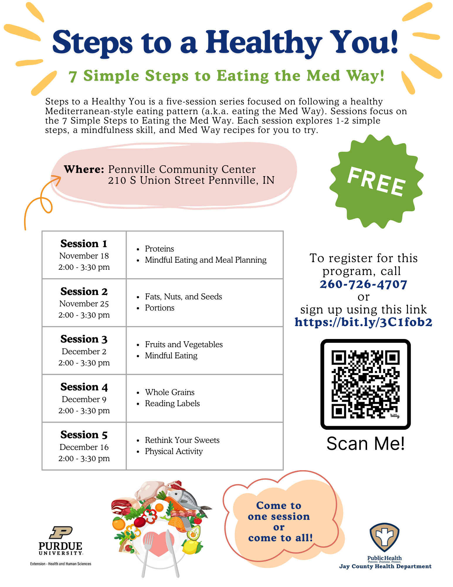 program flyer explaining dates, times, and topics