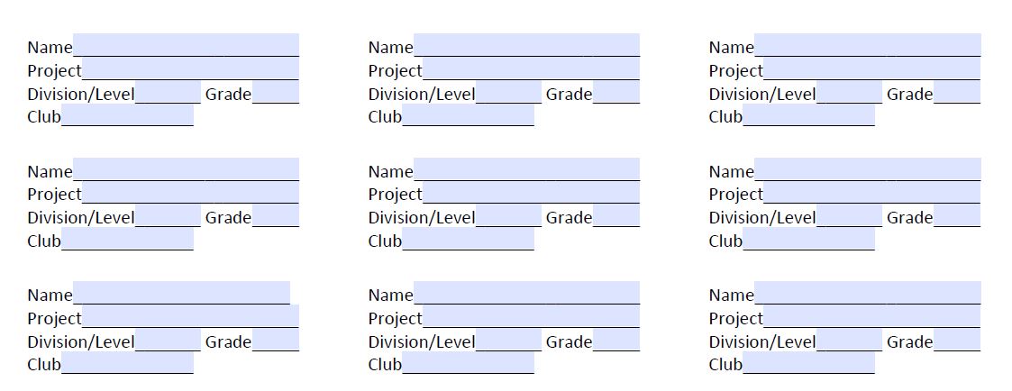 Screen Grab of Indoor Project Labels