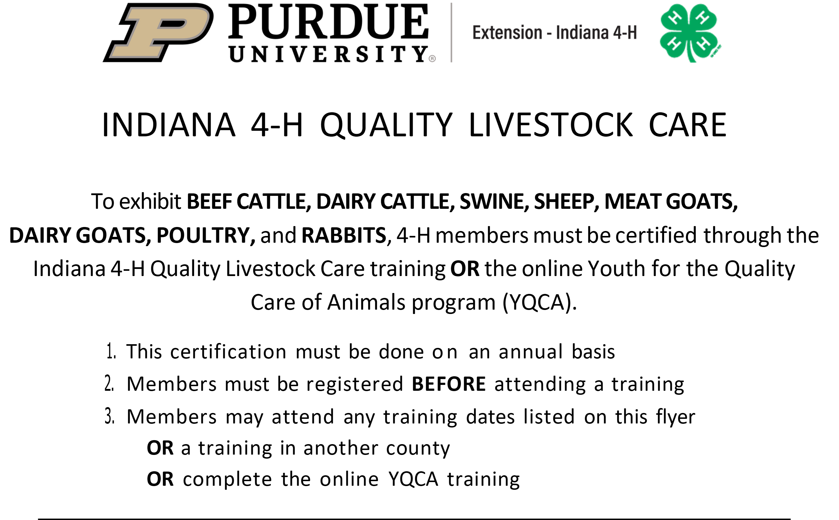Indiana 4-H Quality Livestock Care Information