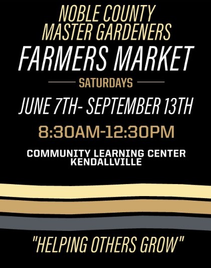 Farmer Market at the CLC Kendallville 8:30-12:30 June throught Septermber 13th