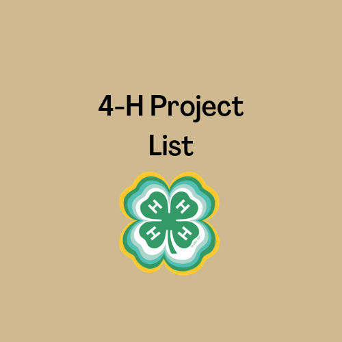 "4-H project list" with 4-H clover logo