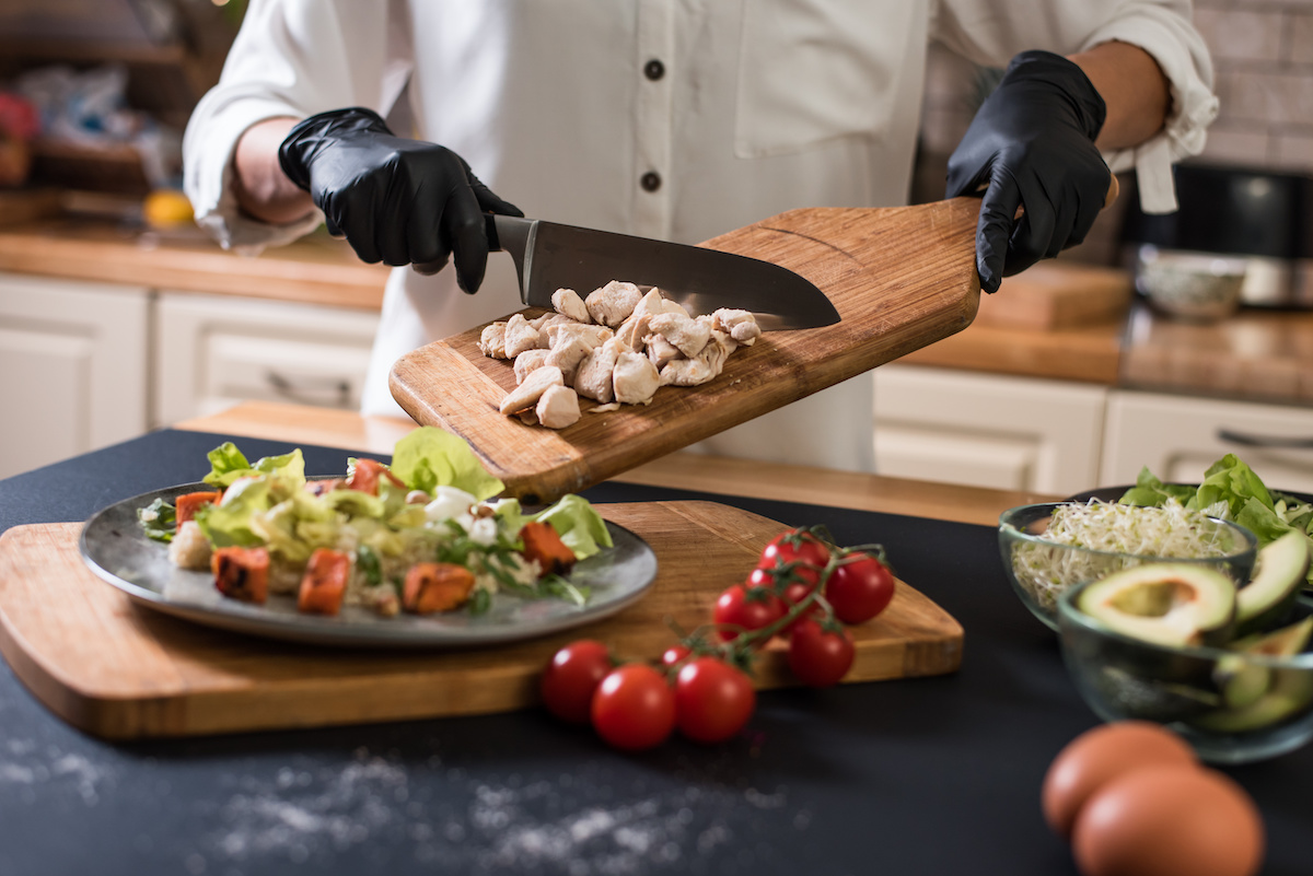 chef preparing a salad