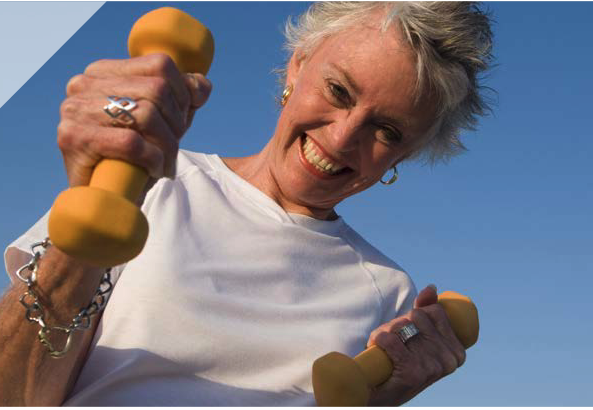 a woman lifting weights