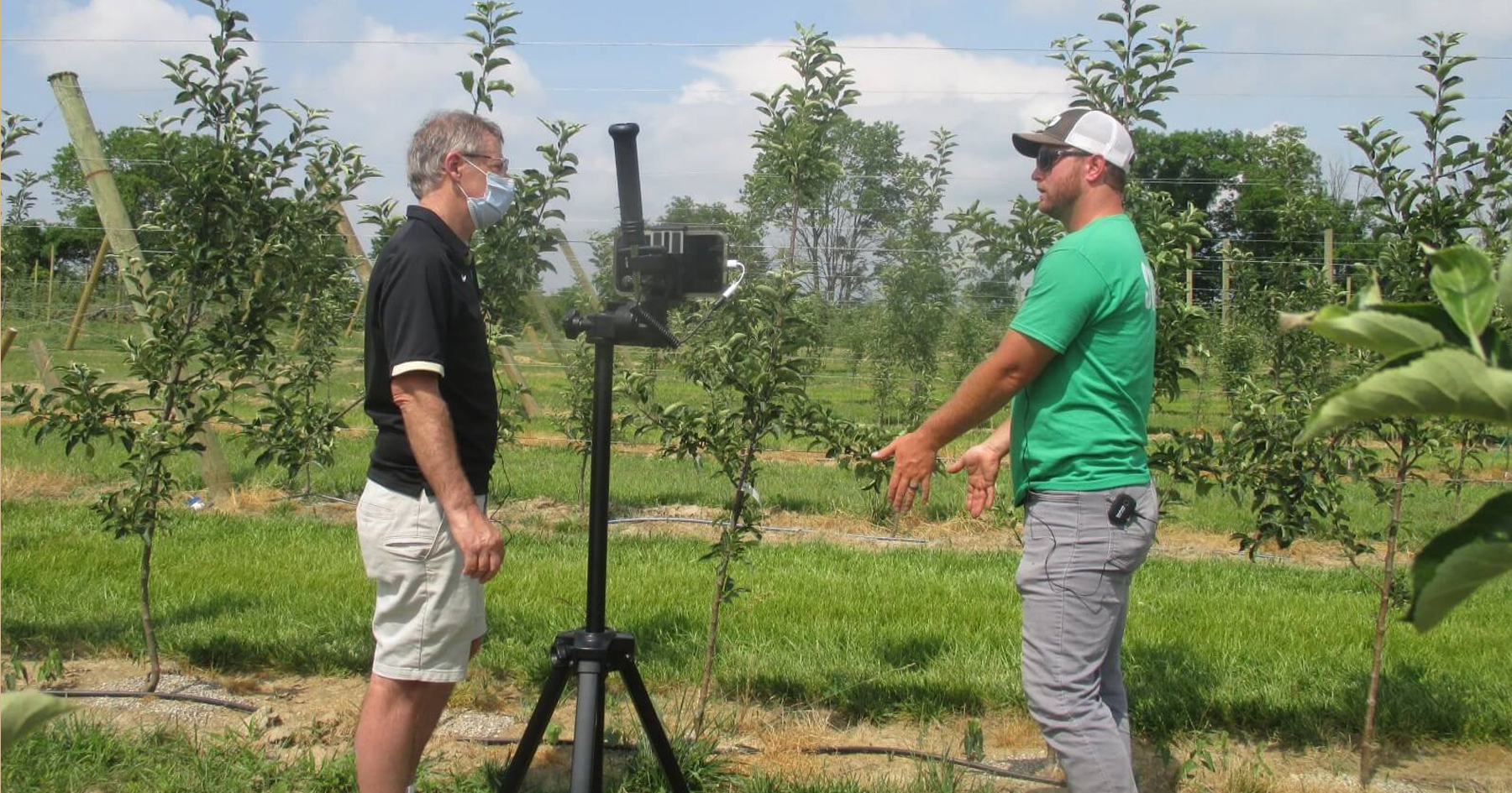 Filming in field