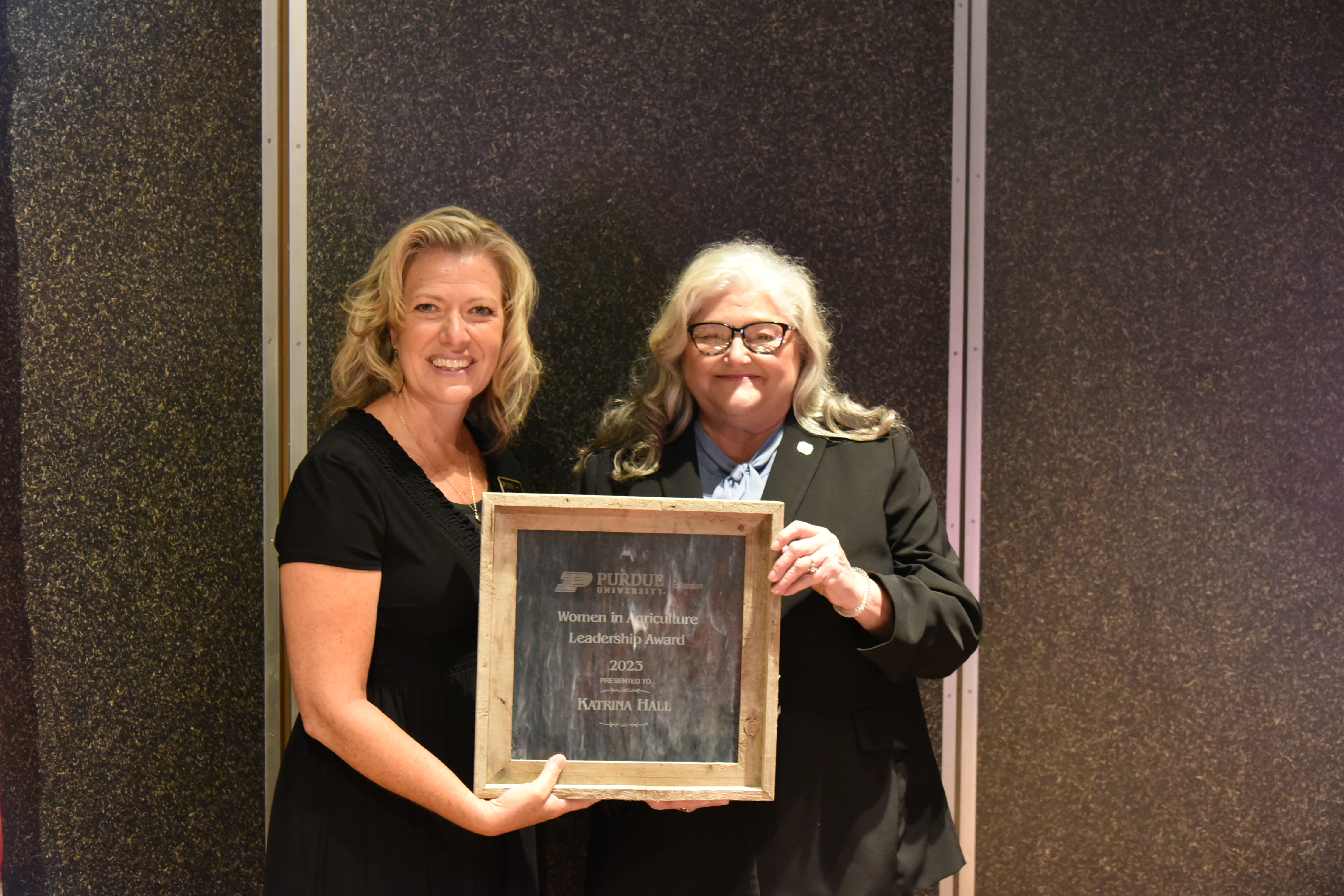 Katrina Hall was presented the 2023 Purdue Women in Agriculture Leadership Award 