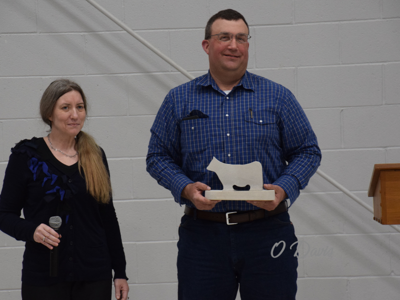 Brad Shelton receiving the Cattleman of the Year Award in Lawrence County, Indiana