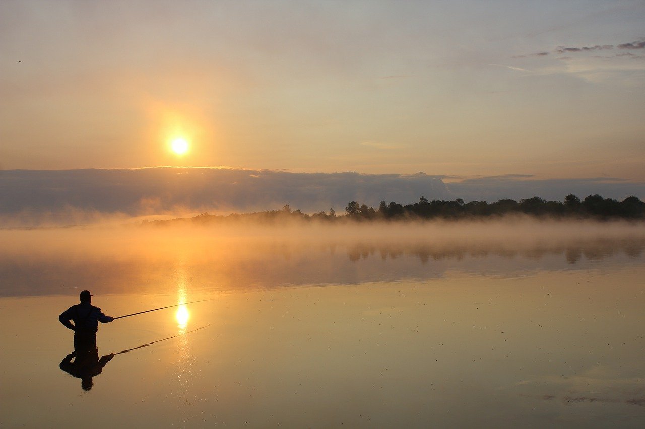 fishing in a river