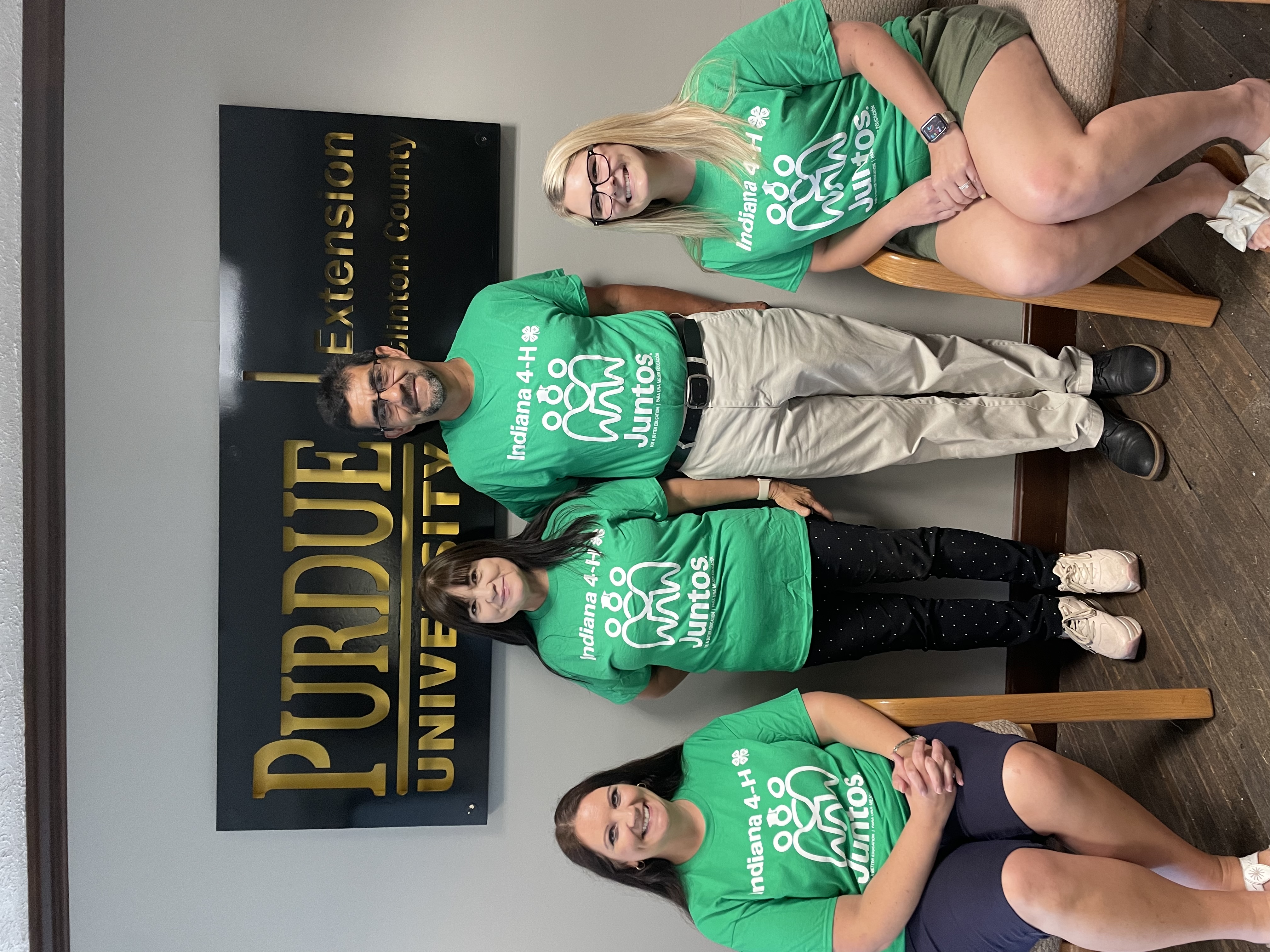 Left to Right: Caren Crum, CED/HHS Educator – Clinton County, Mar Lopez, Juntos 4-H Program Coordinator, Oscar Lopez, Juntos 4-H Program Coordinator, and Hannah Daniels, 4-H Youth Development Educator – Clinton County 