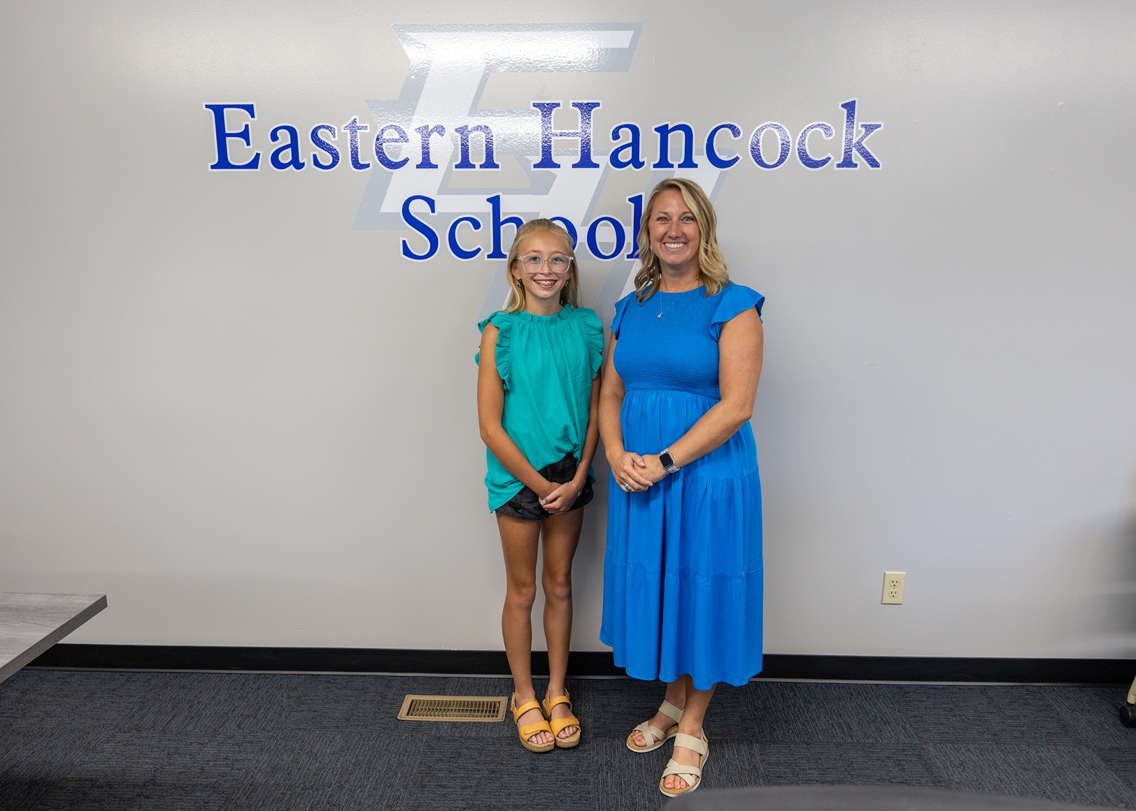The young student that received the Madison Hardy with teacher Erin Harmon.