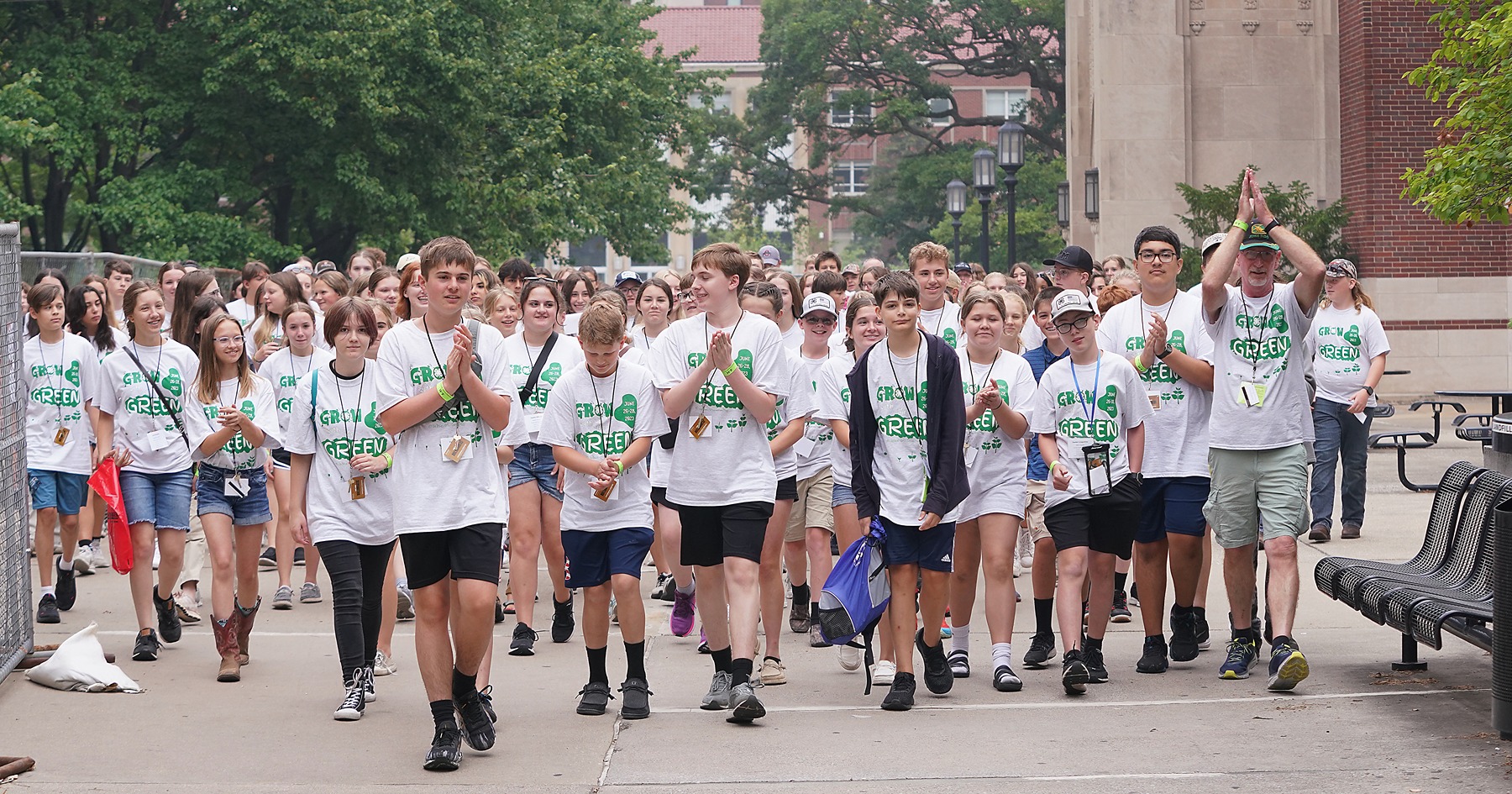 4-H members walking in the street