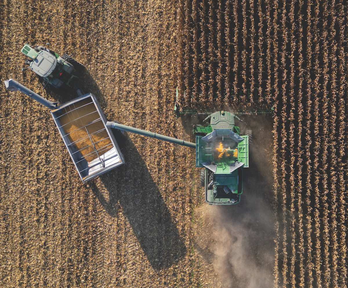 farm equipment harvesting crops