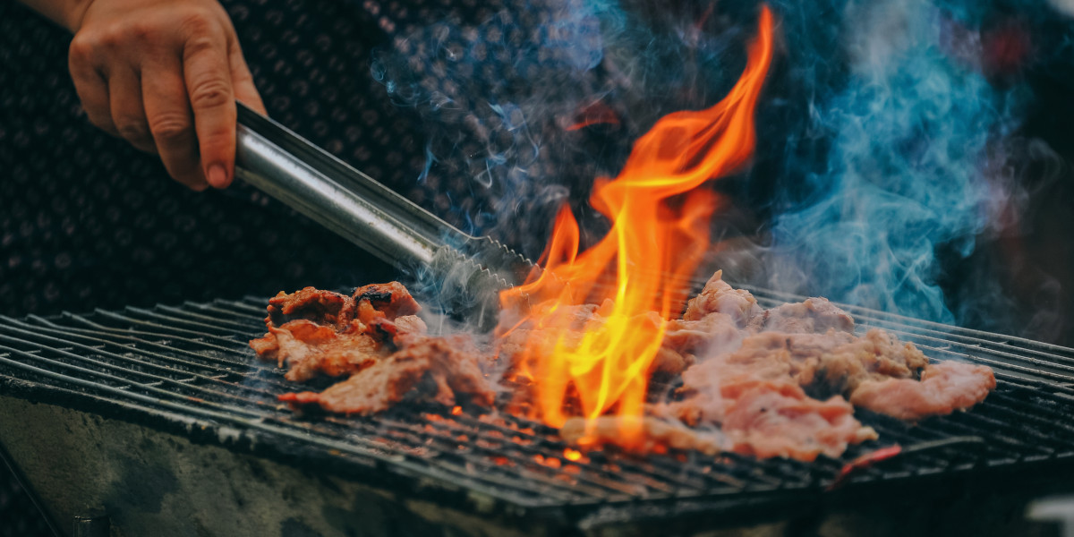 Food cooking on grill