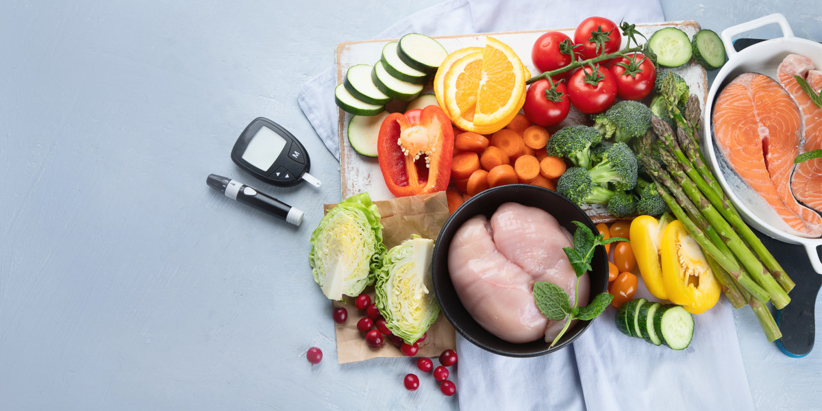 Glucose checker and array of food items