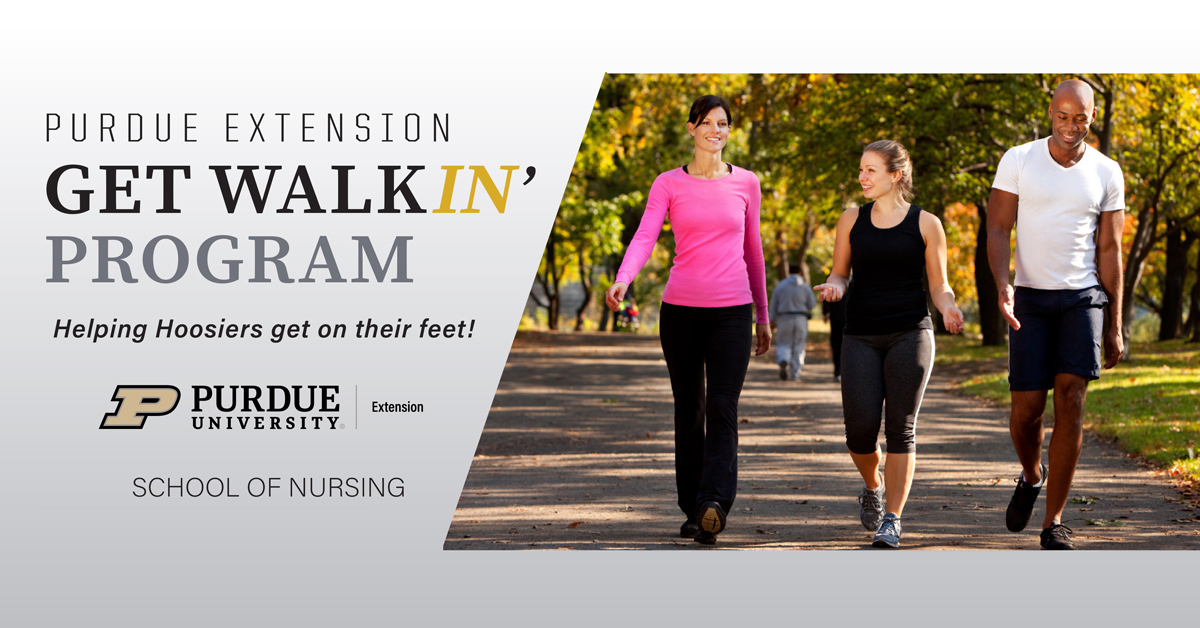 Get WalkIN' Logo with photo of people walking outside