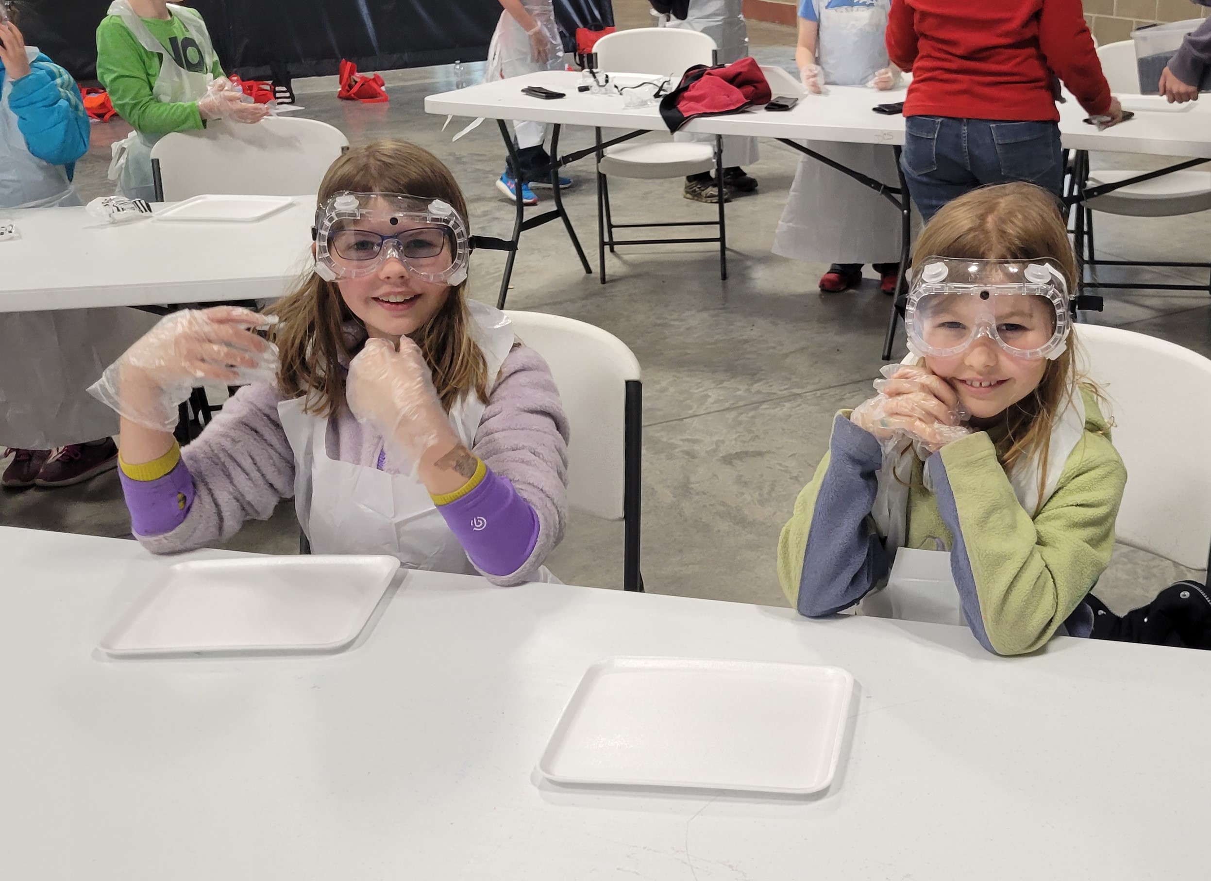 children at tables