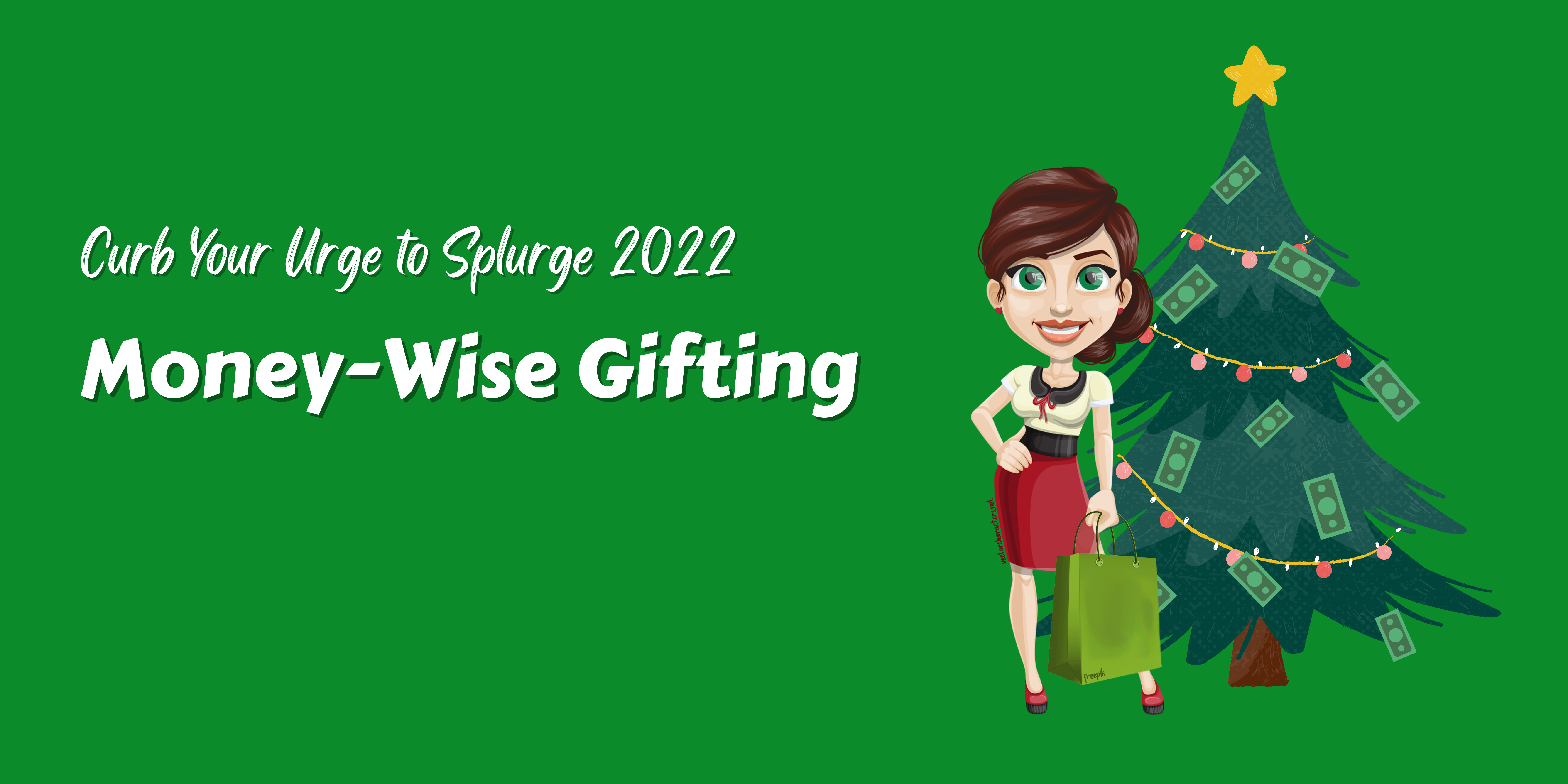 Money-Wise Gifting with Irma next to Christmas tree
