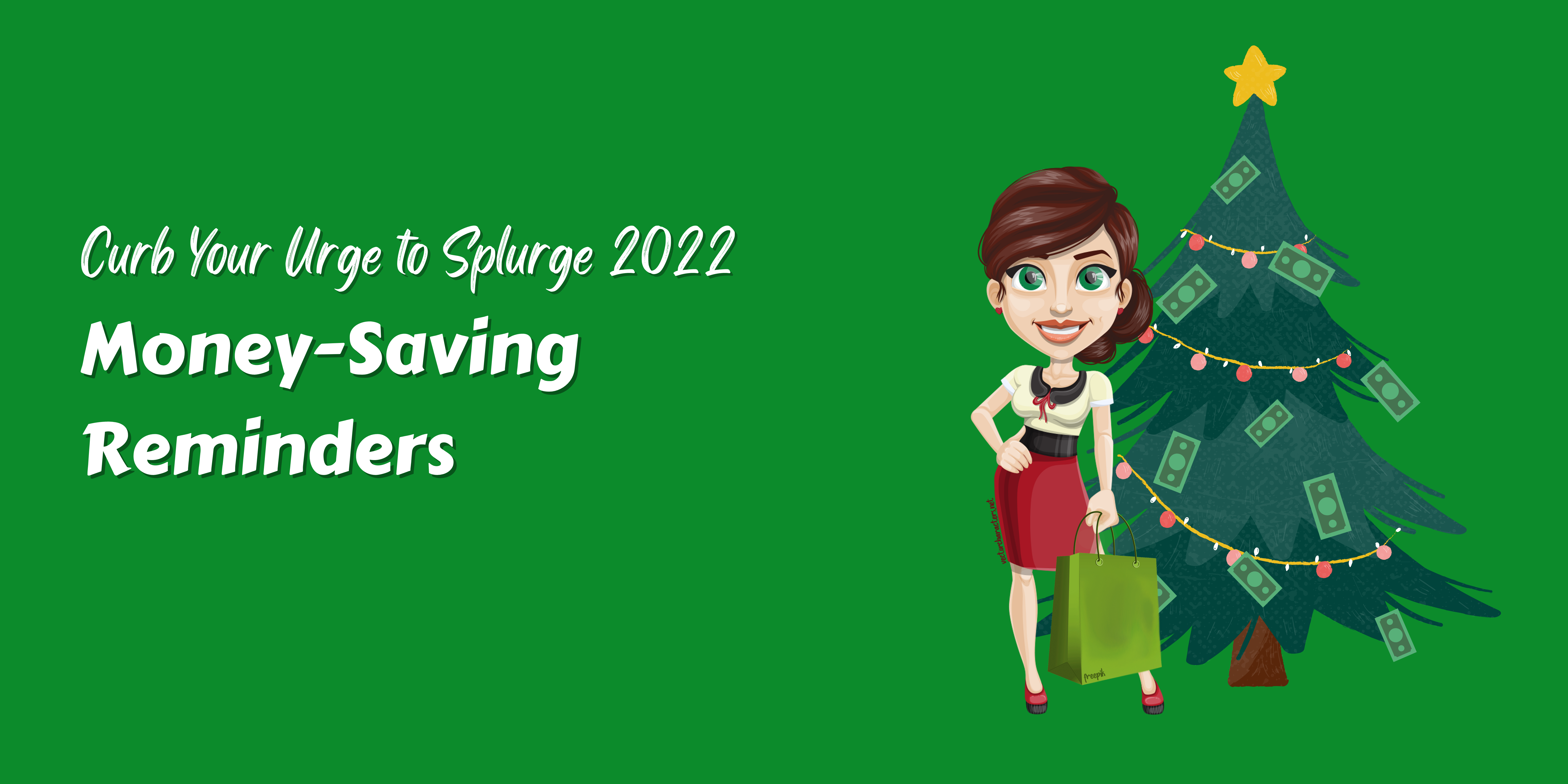 Money-Saving Reminders with Irma Near Christmas Tree