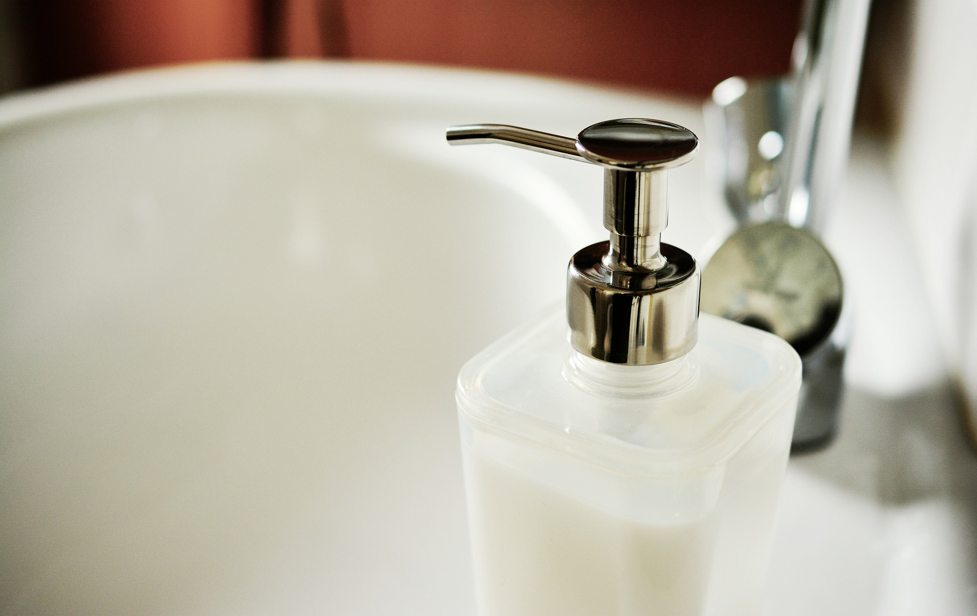 Soap dispenser on sink