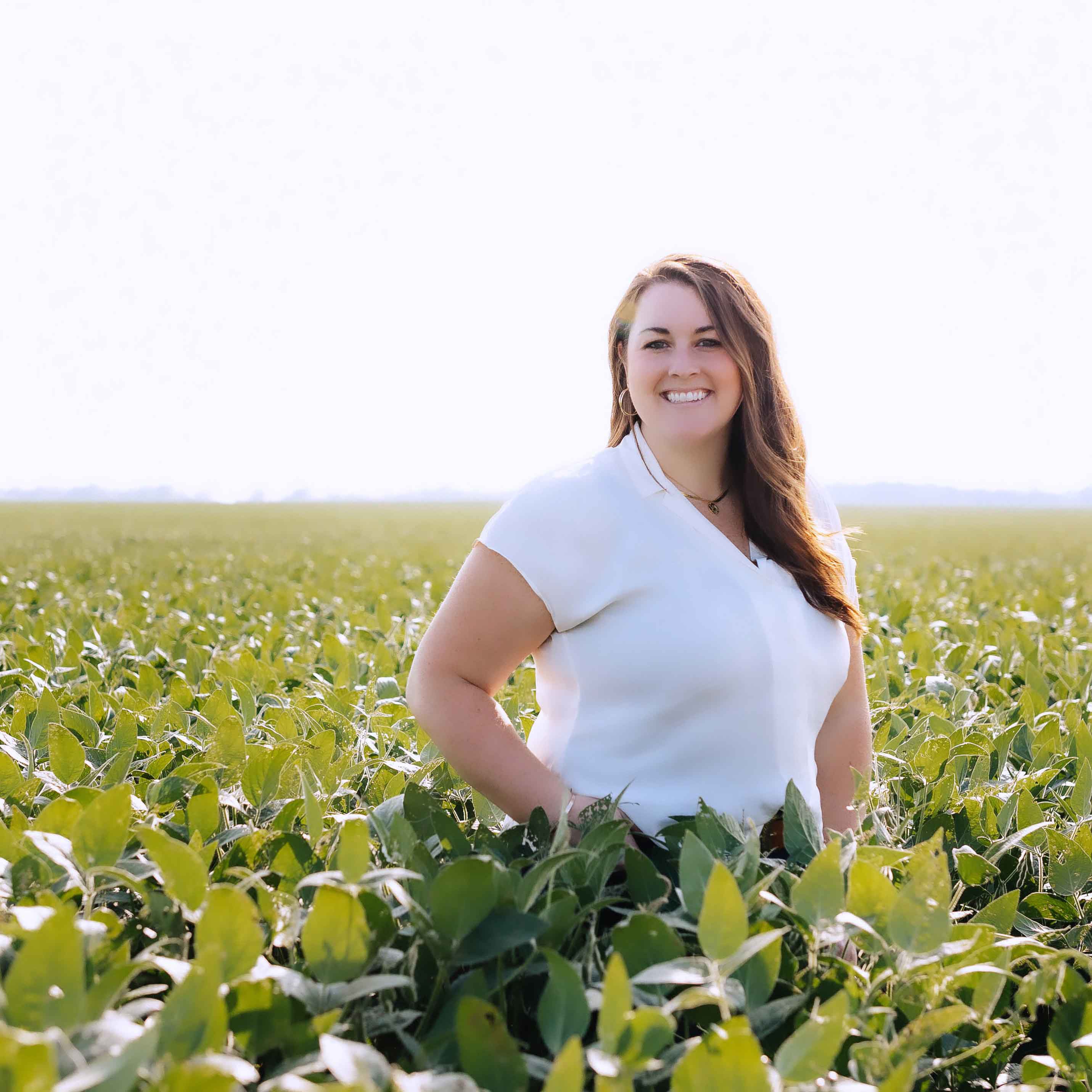 Image of Kacee Bohle in a crop field. 