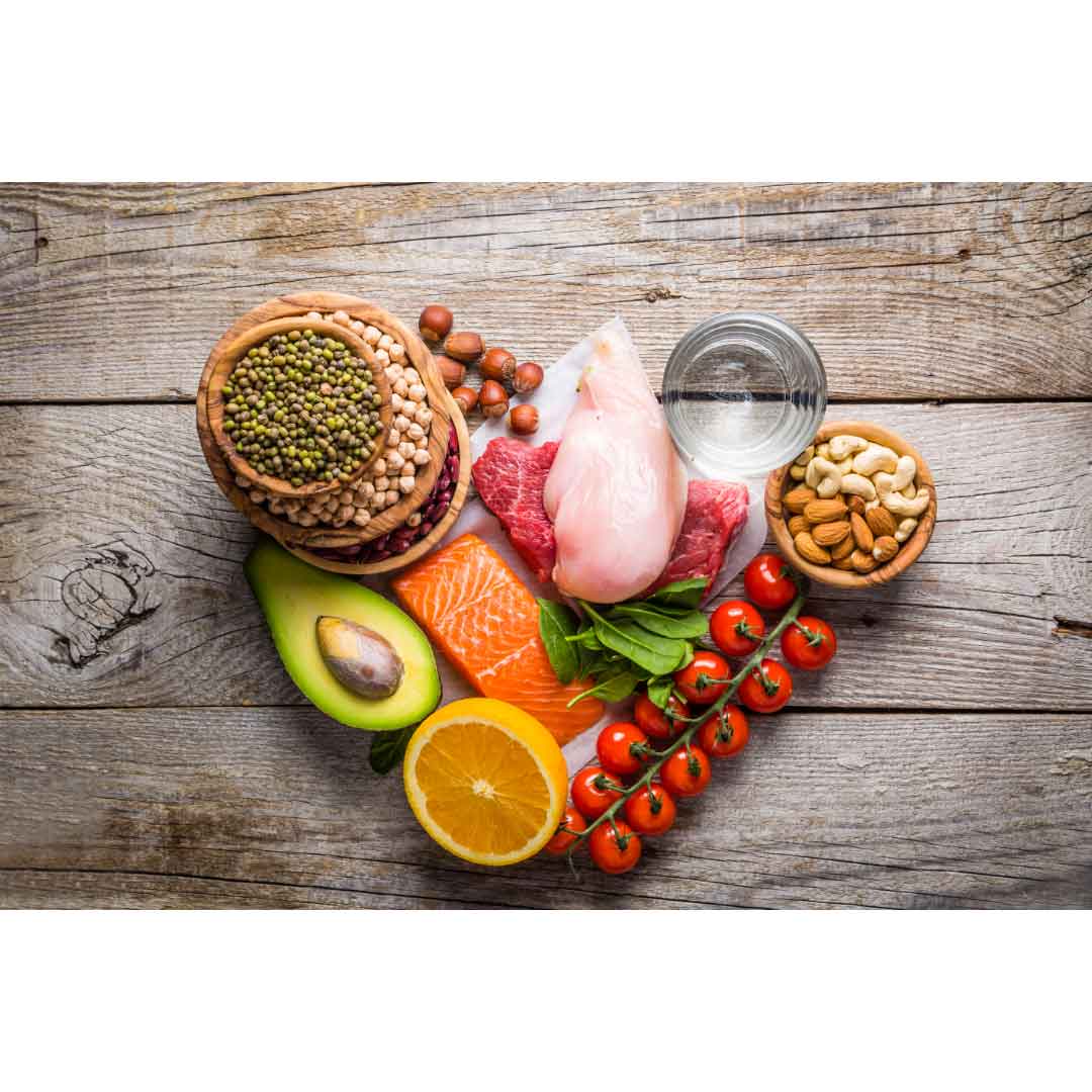 Food displayed in a heart shape 