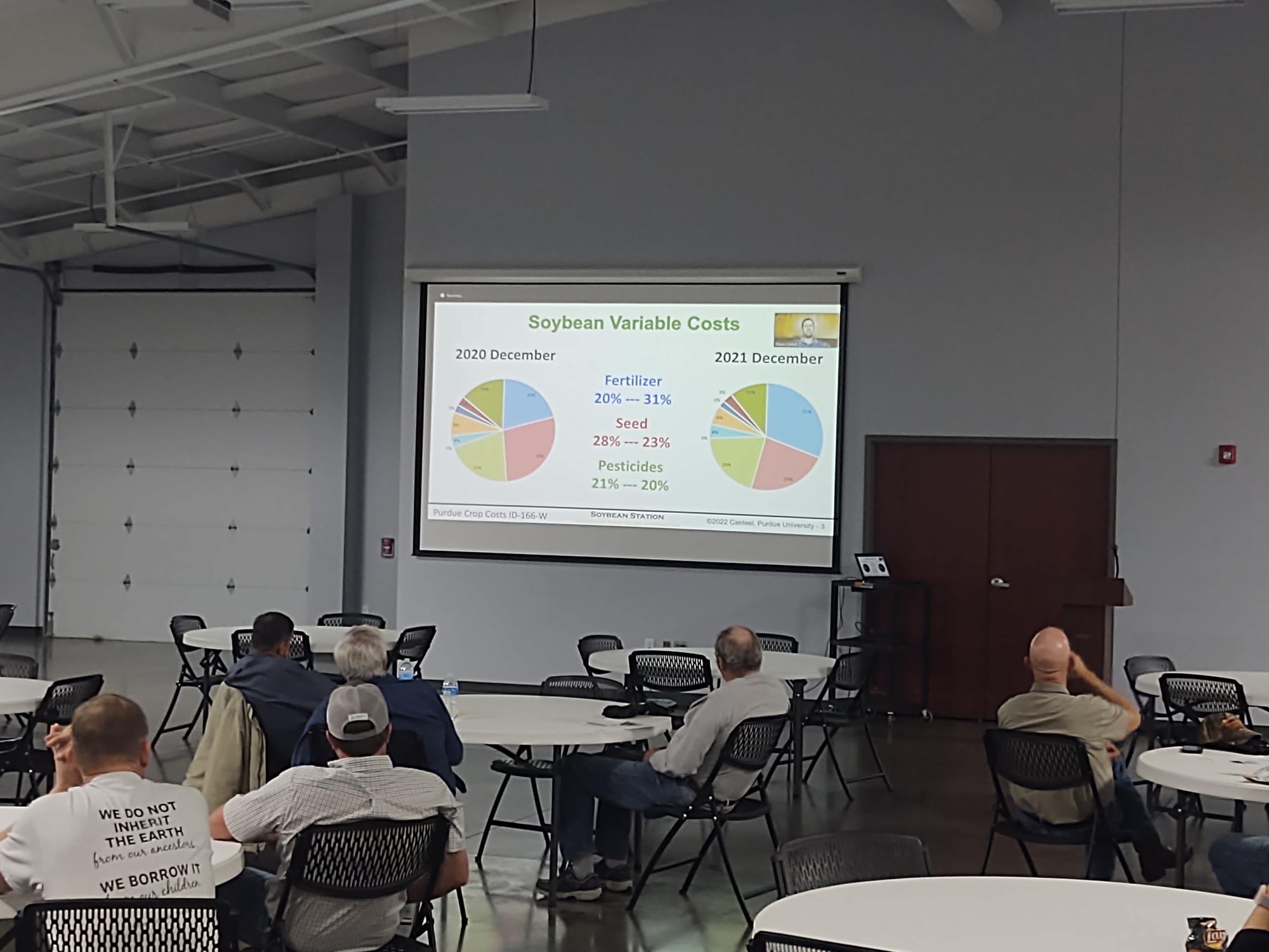 Participants viewing a presentation at Crop Day