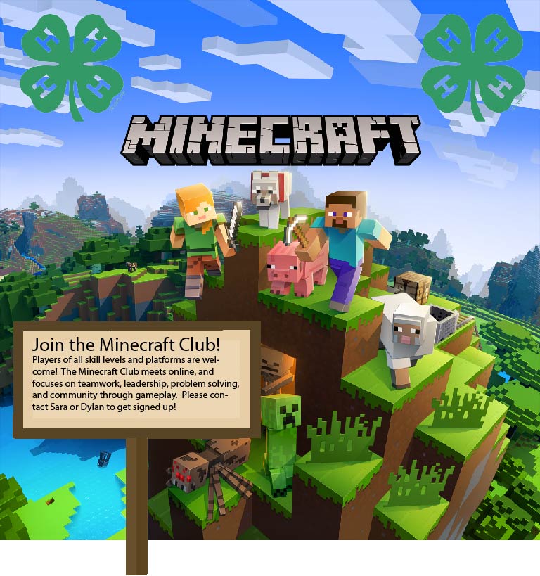 2021-2022 Minecraft 4-H Spark Club Meeting Dates