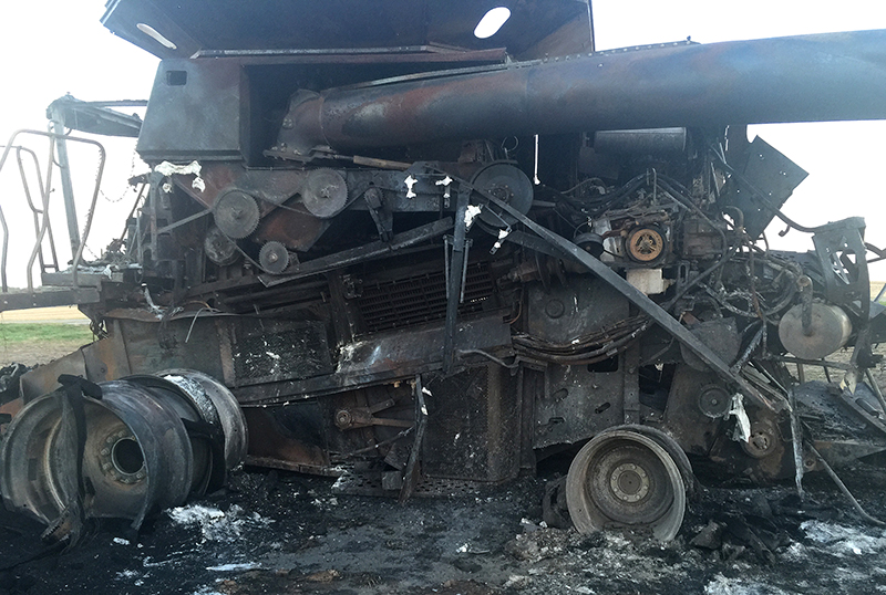 burned combine