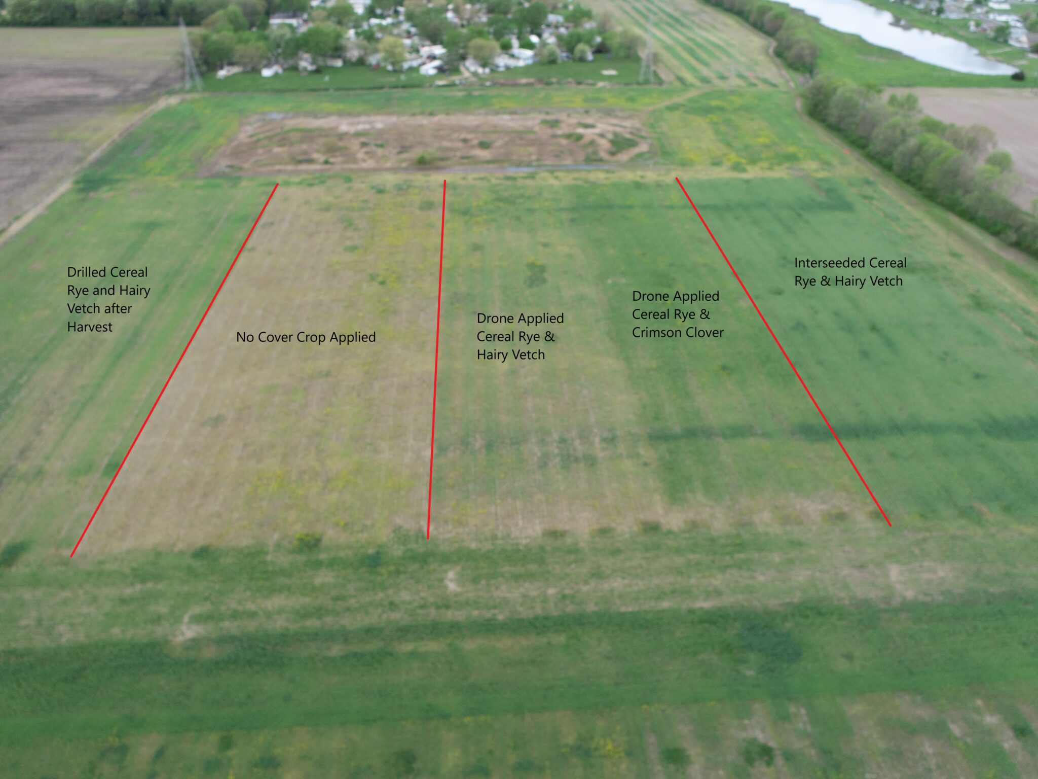 Image of a field cover crop application methods and timing of those applications