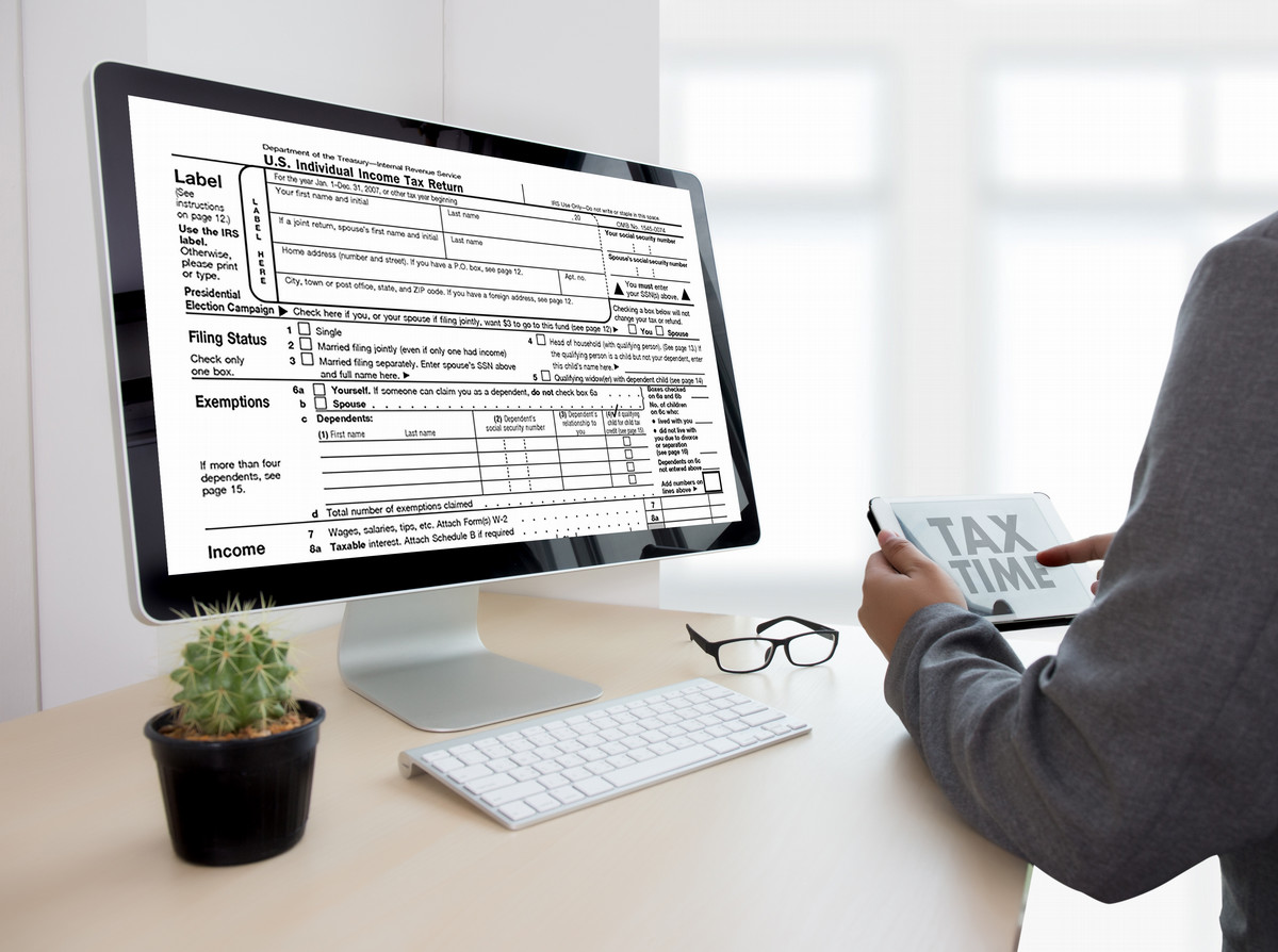 taxes shown on a computer screen